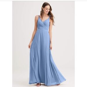 NWOTAzazie x Pnina Tornai A-Line Pleated Chiffon Floor-Length Dress—Steel Blue—6